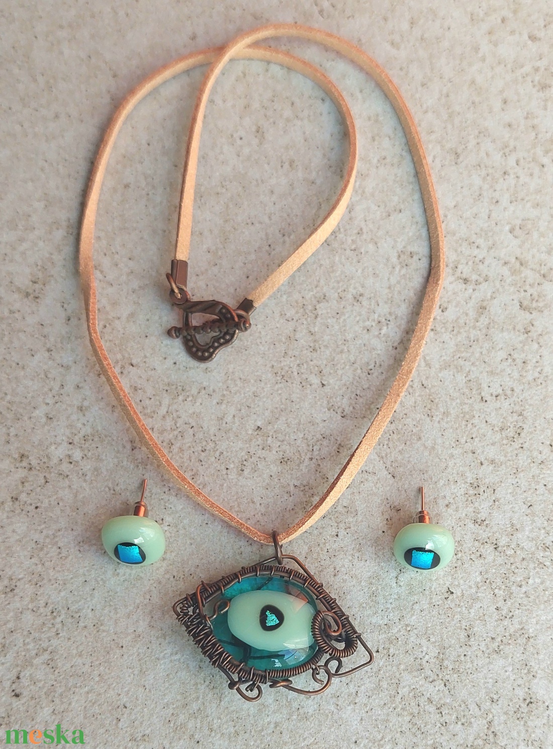 Olvasztott üveg ékszer szett - ékszer - ékszerszett - Meska.hu