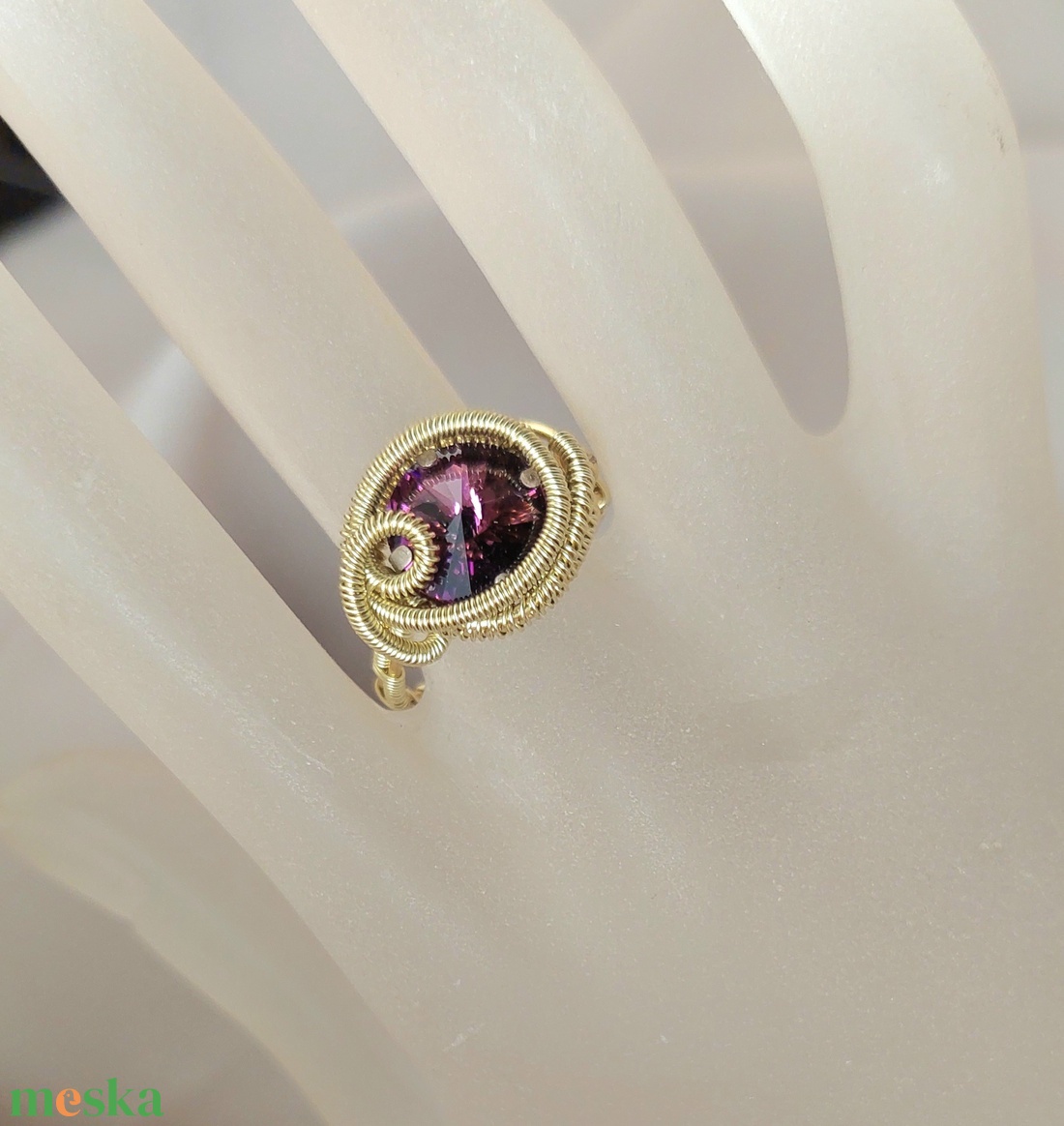 Swarovski kristályos gyűrű - ékszer - gyűrű - szoliter gyűrű - Meska.hu