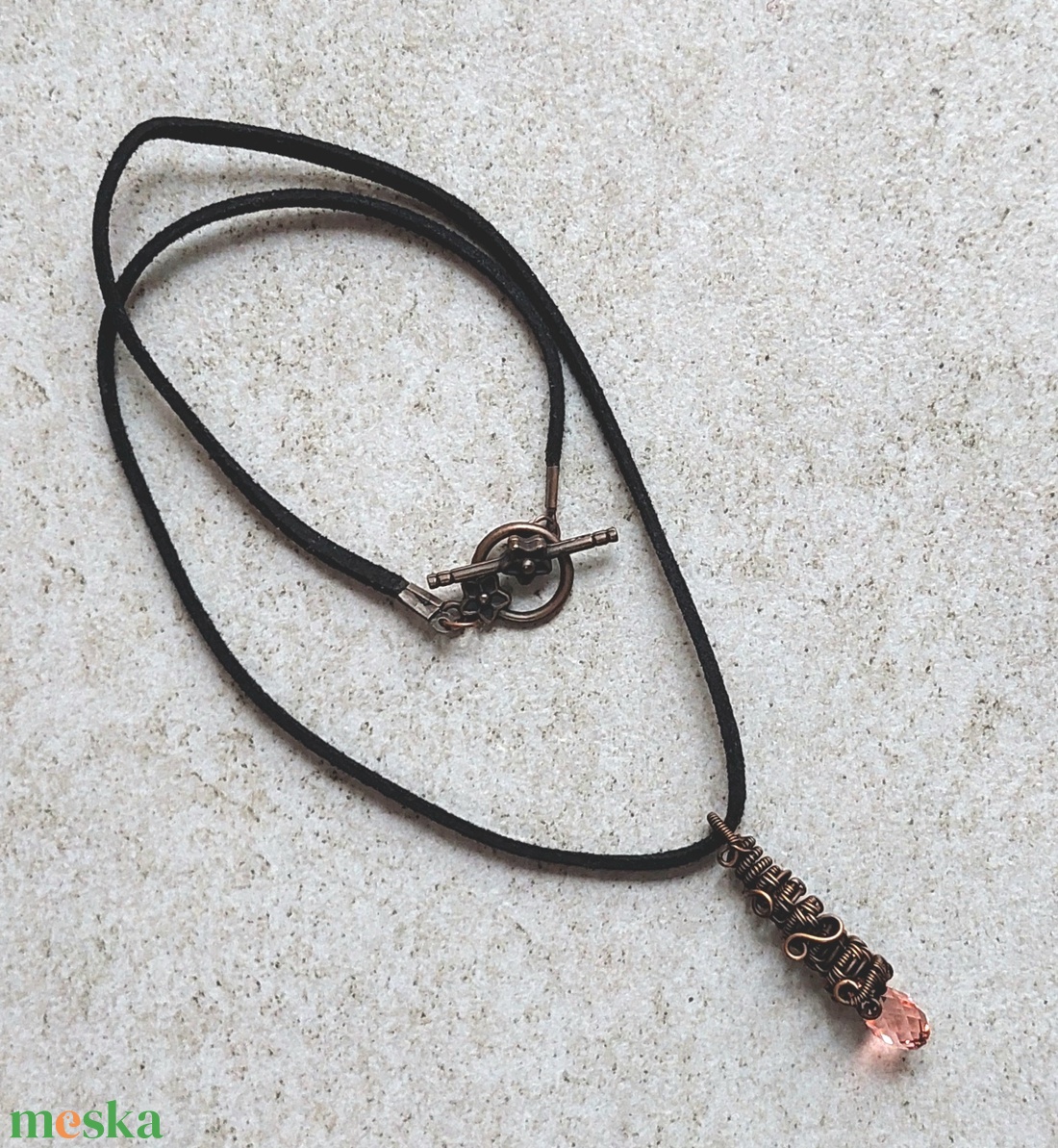 Barack swarovski és vörösréz nyaklánc - ékszer - nyaklánc - medálos nyaklánc - Meska.hu