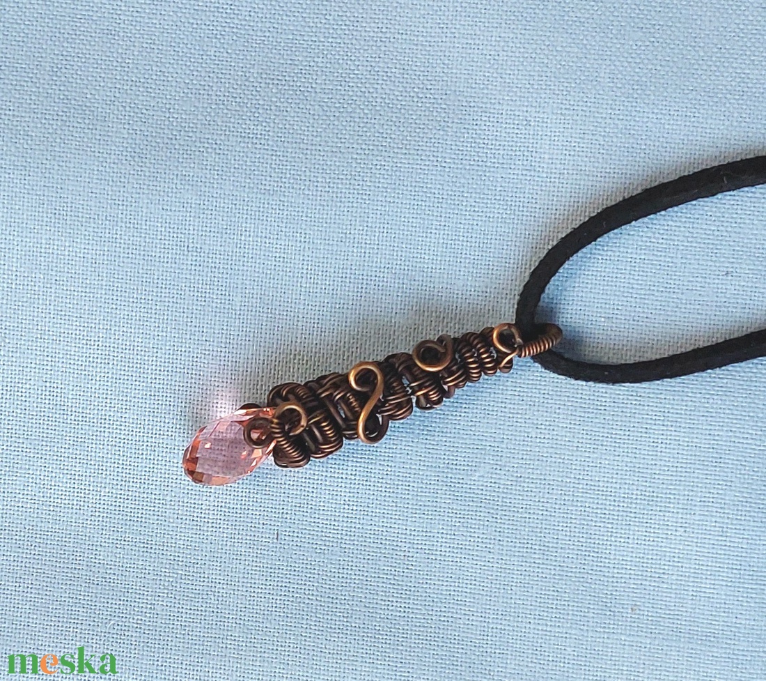 Barack swarovski és vörösréz nyaklánc - ékszer - nyaklánc - medálos nyaklánc - Meska.hu