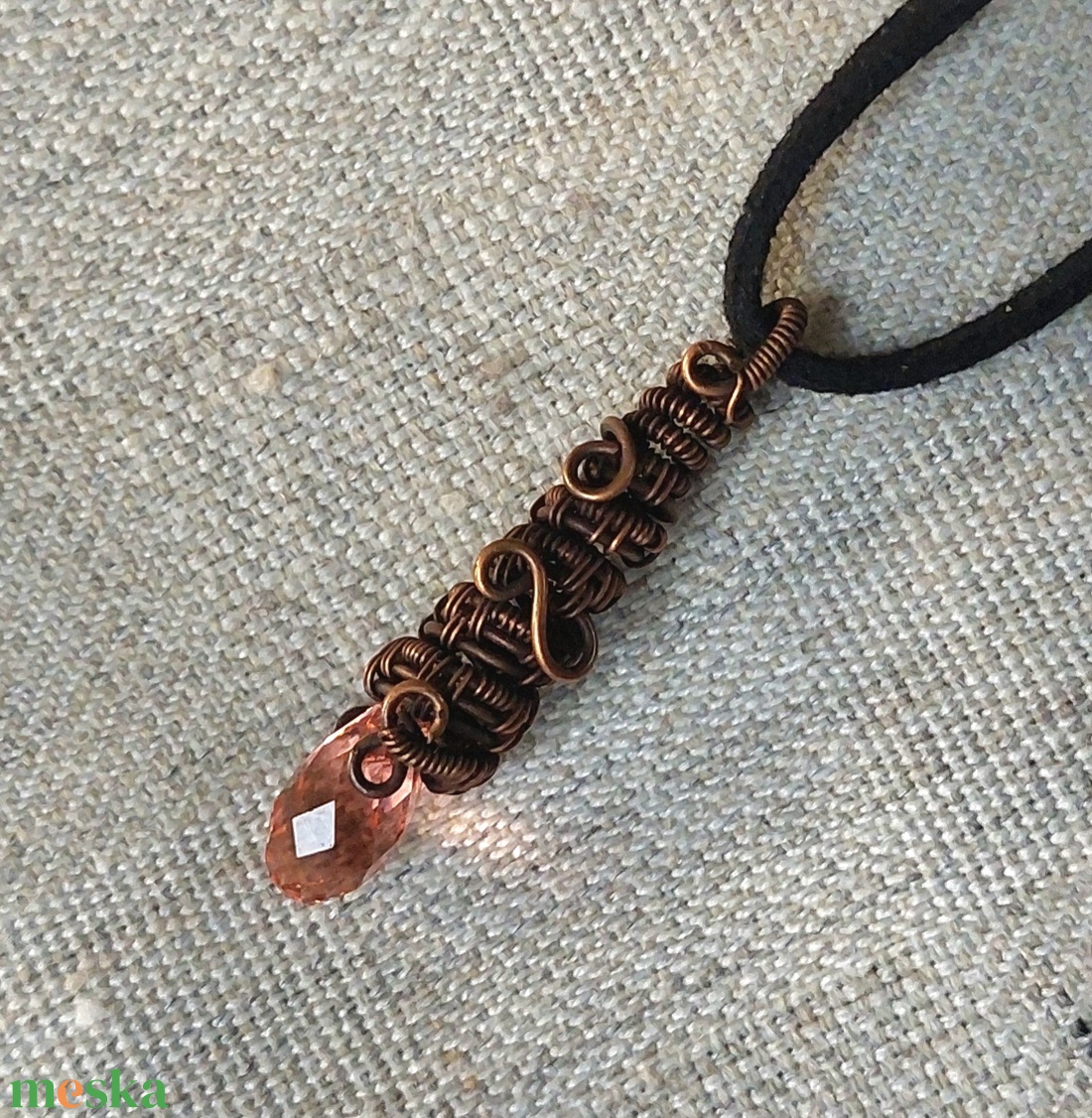 Barack swarovski és vörösréz nyaklánc - ékszer - nyaklánc - medálos nyaklánc - Meska.hu