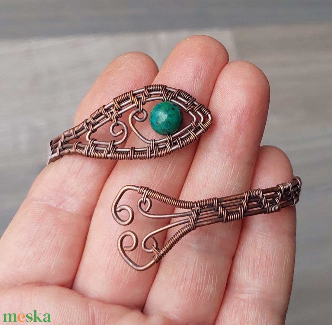 Vörösréz karkötő krizokolla kővel - ékszer - karkötő - karperec - Meska.hu