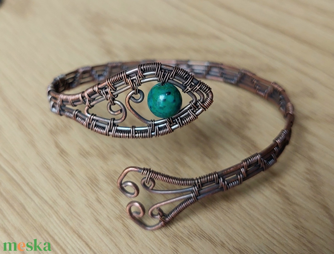 Vörösréz karkötő krizokolla kővel - ékszer - karkötő - karperec - Meska.hu