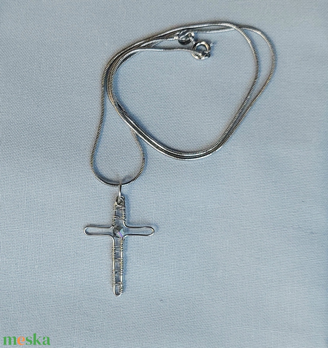 Acél nyaklánc kereszt medállal - ékszer - nyaklánc - medálos nyaklánc - Meska.hu