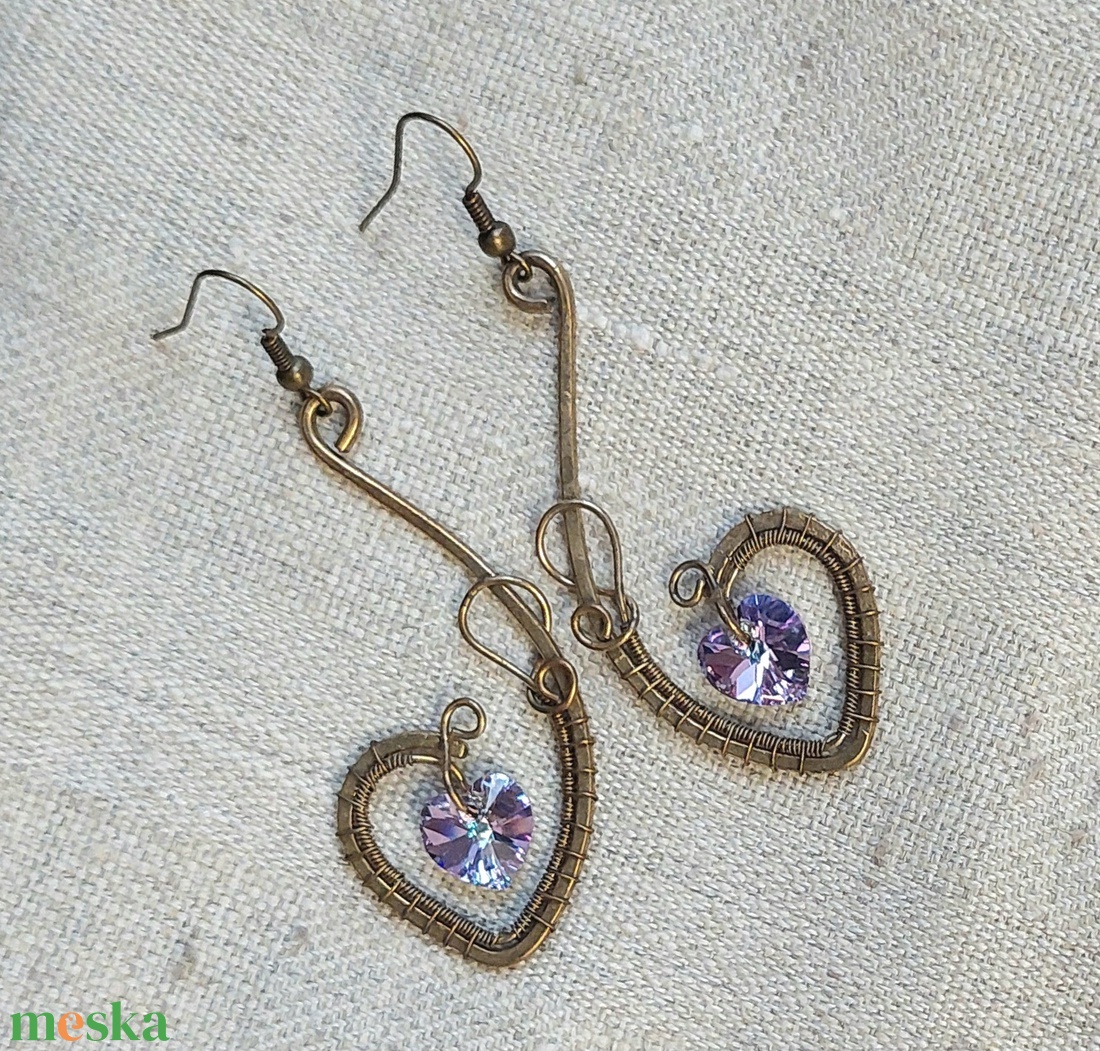 Antikolt alpakka fülbevaló swarovski kristállyal - ékszer - fülbevaló - lógó fülbevaló - Meska.hu