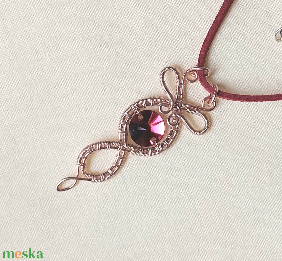 Rosegold drót nyaklánc swarovskival - ékszer - nyaklánc - medálos nyaklánc - Meska.hu