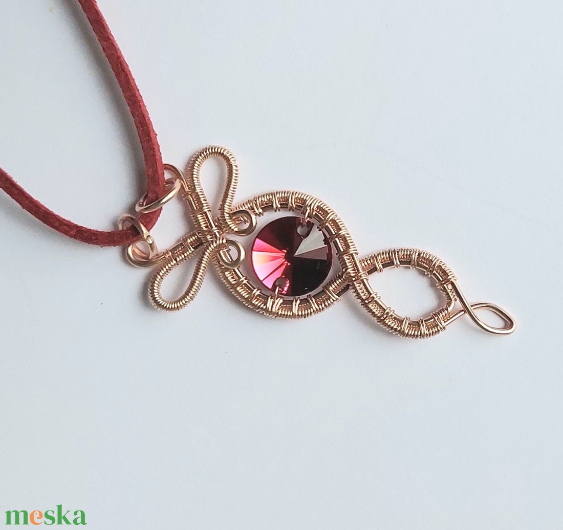 Rosegold drót nyaklánc swarovskival - ékszer - nyaklánc - medálos nyaklánc - Meska.hu