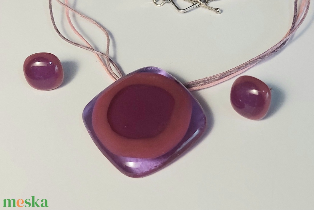 Olvasztott üveg szett, nyaklánc és fülbevaló - ékszer - ékszerszett - Meska.hu