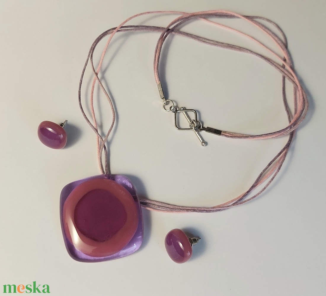 Olvasztott üveg szett, nyaklánc és fülbevaló - ékszer - ékszerszett - Meska.hu