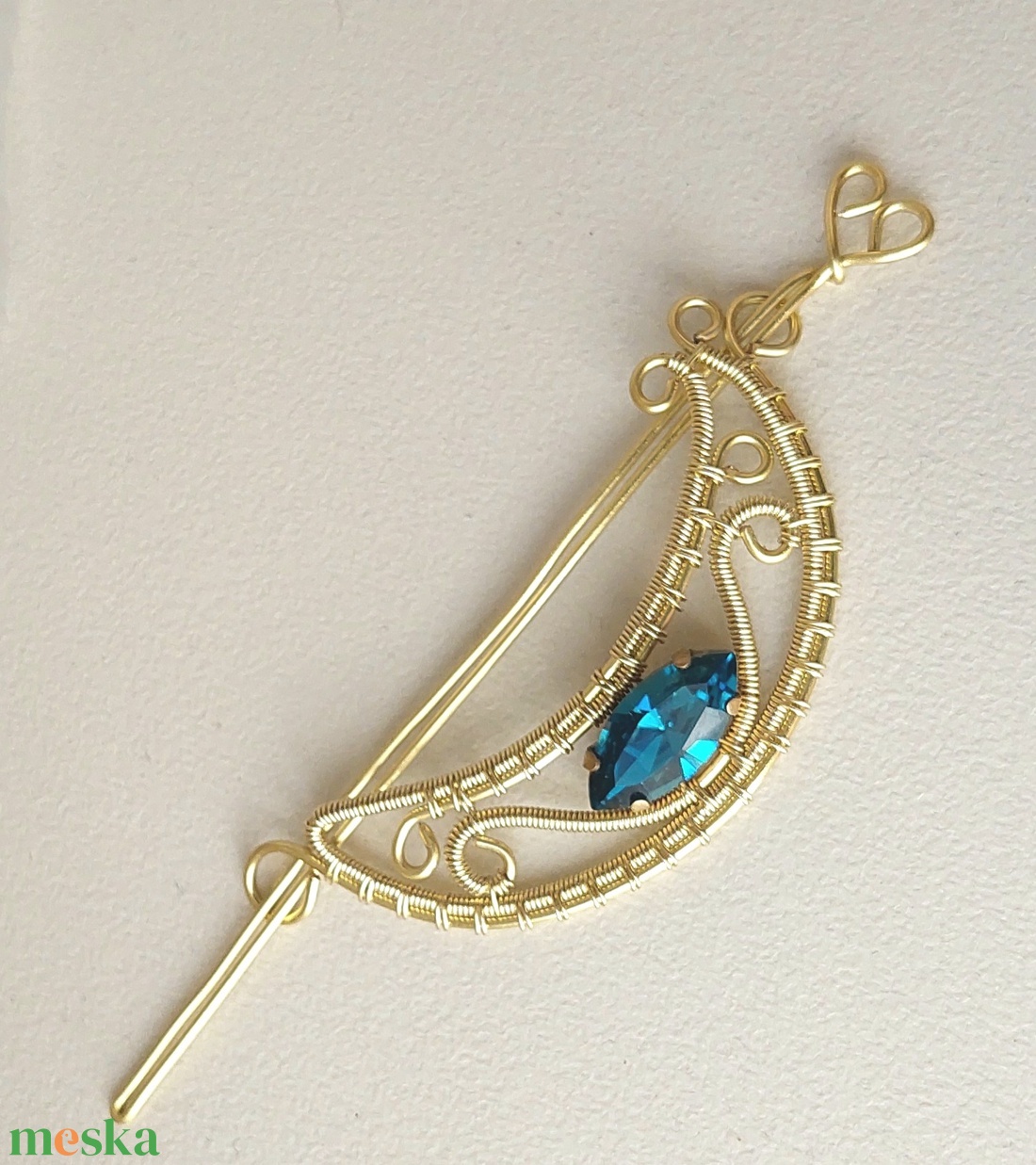 Arany színű hajtű zöld swarovskival - ruha & divat - hajdísz & hajcsat - hajcsat & hajtű - Meska.hu