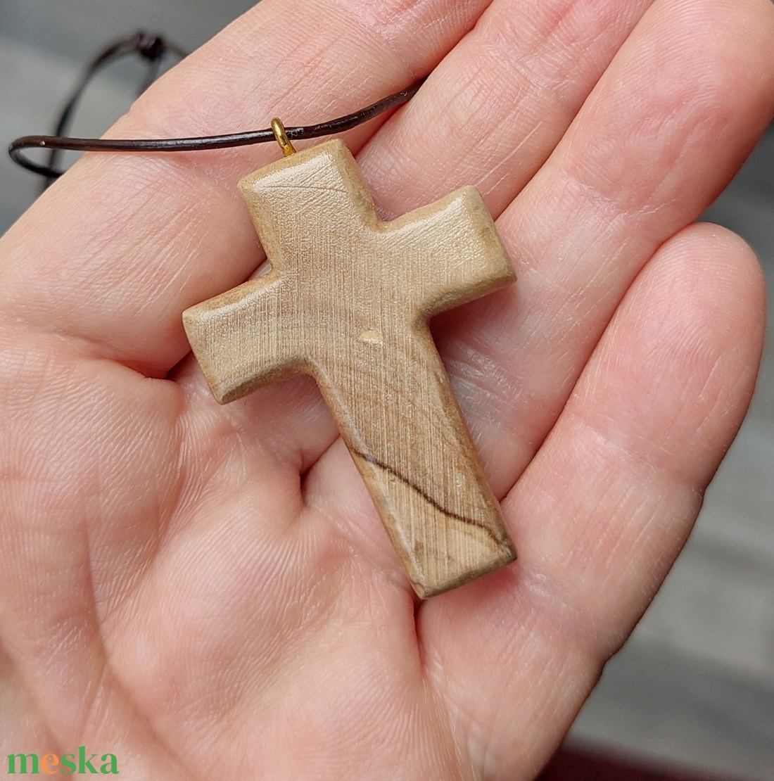 Kereszt nyaklánc olajfából - ékszer - nyaklánc - medálos nyaklánc - Meska.hu