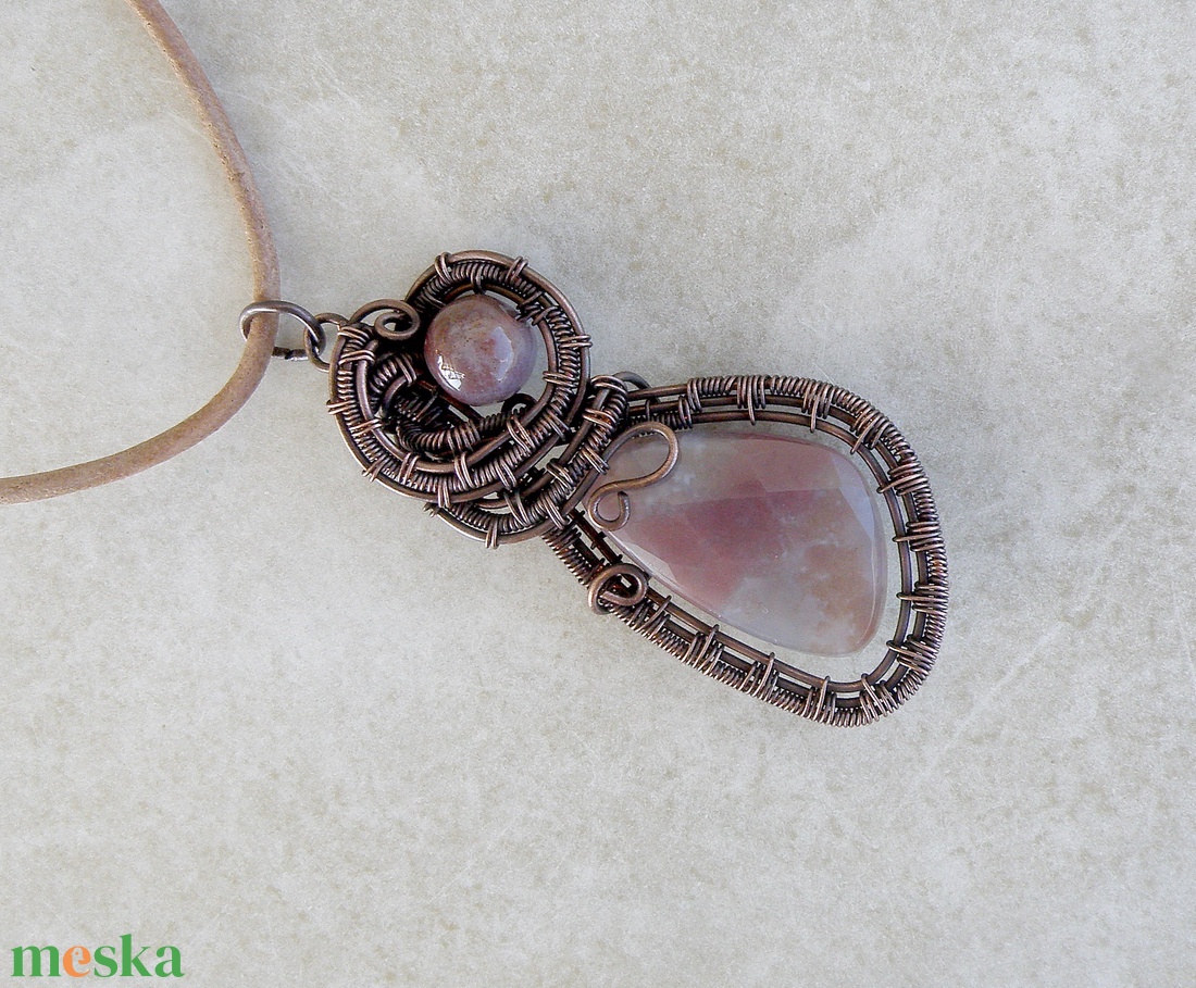 Drót nyaklánc jáspis ásvány kövekkel - ékszer - nyaklánc - medálos nyaklánc - Meska.hu