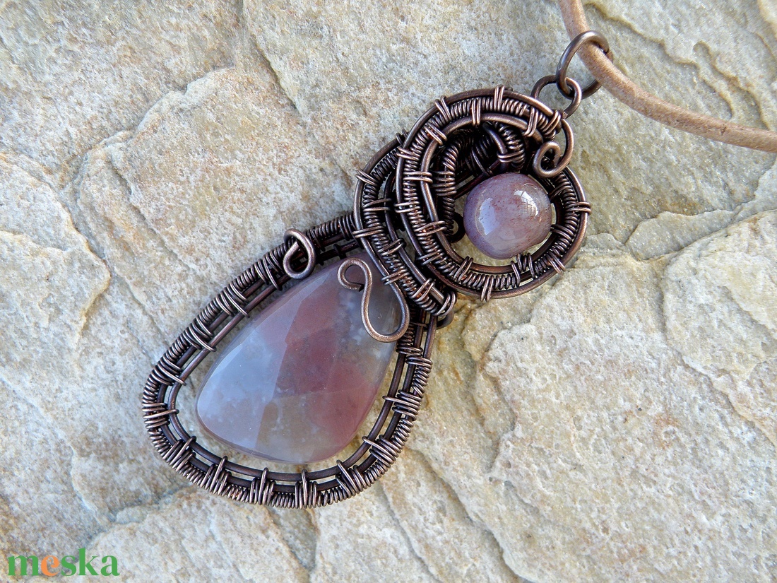 Drót nyaklánc jáspis ásvány kövekkel - ékszer - nyaklánc - medálos nyaklánc - Meska.hu