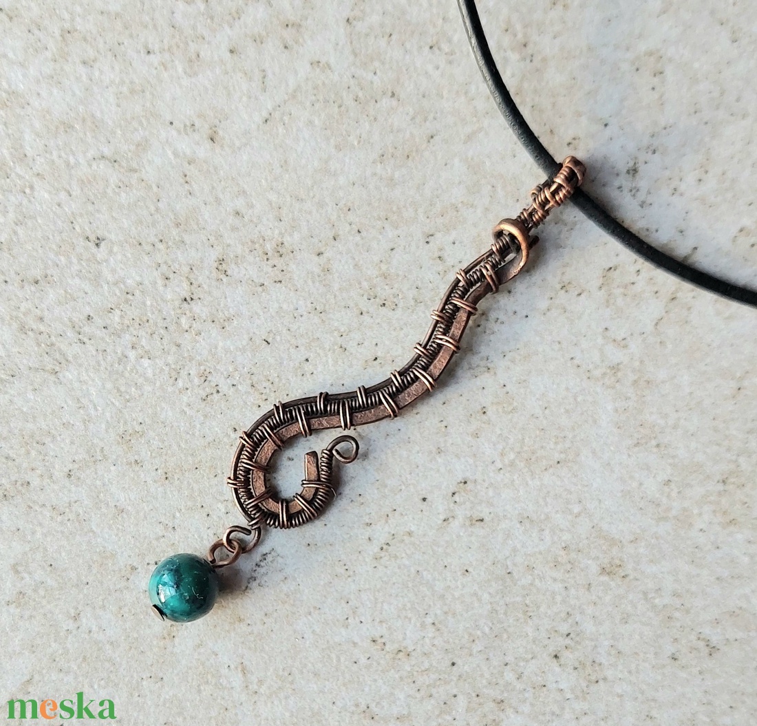 Vörösréz drótékszer szett krizokolla kövekkel - ékszer - ékszerszett - Meska.hu