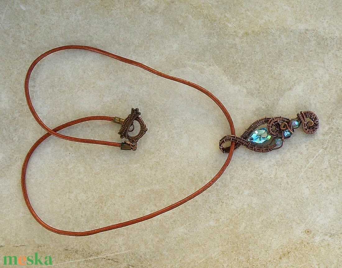 Vörösréz drót szett swarovski kristállyal - ékszer - ékszerszett - Meska.hu