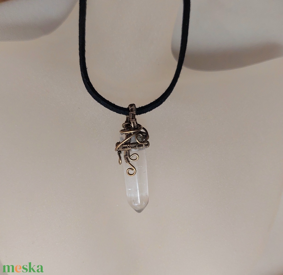 Antikolt alpakka nyaklánc hegyikristály ásvánnyal - ékszer - nyaklánc - medálos nyaklánc - Meska.hu