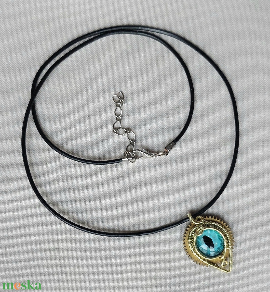 Steampunk stílusú sárkányszemes nyaklánc - ékszer - nyaklánc - medálos nyaklánc - Meska.hu