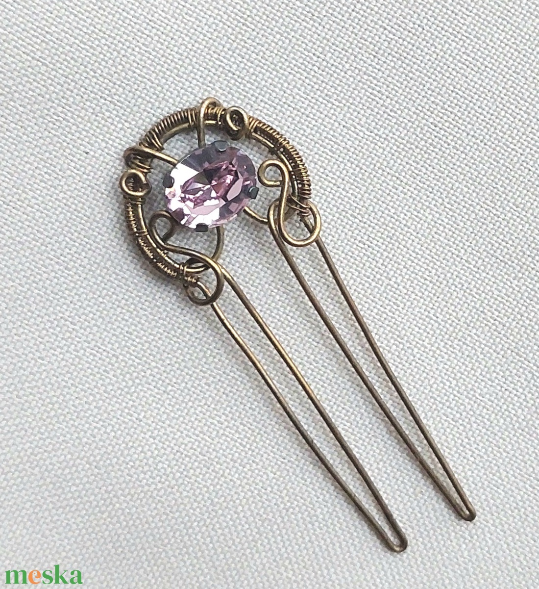 Antikolt alpakka hajtű swarovski kristállyal  - ruha & divat - hajdísz & hajcsat - hajcsat & hajtű - Meska.hu