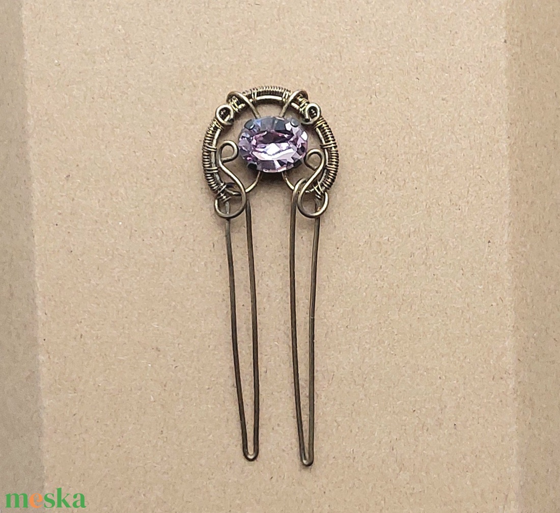 Antikolt alpakka hajtű swarovski kristállyal  - ruha & divat - hajdísz & hajcsat - hajcsat & hajtű - Meska.hu