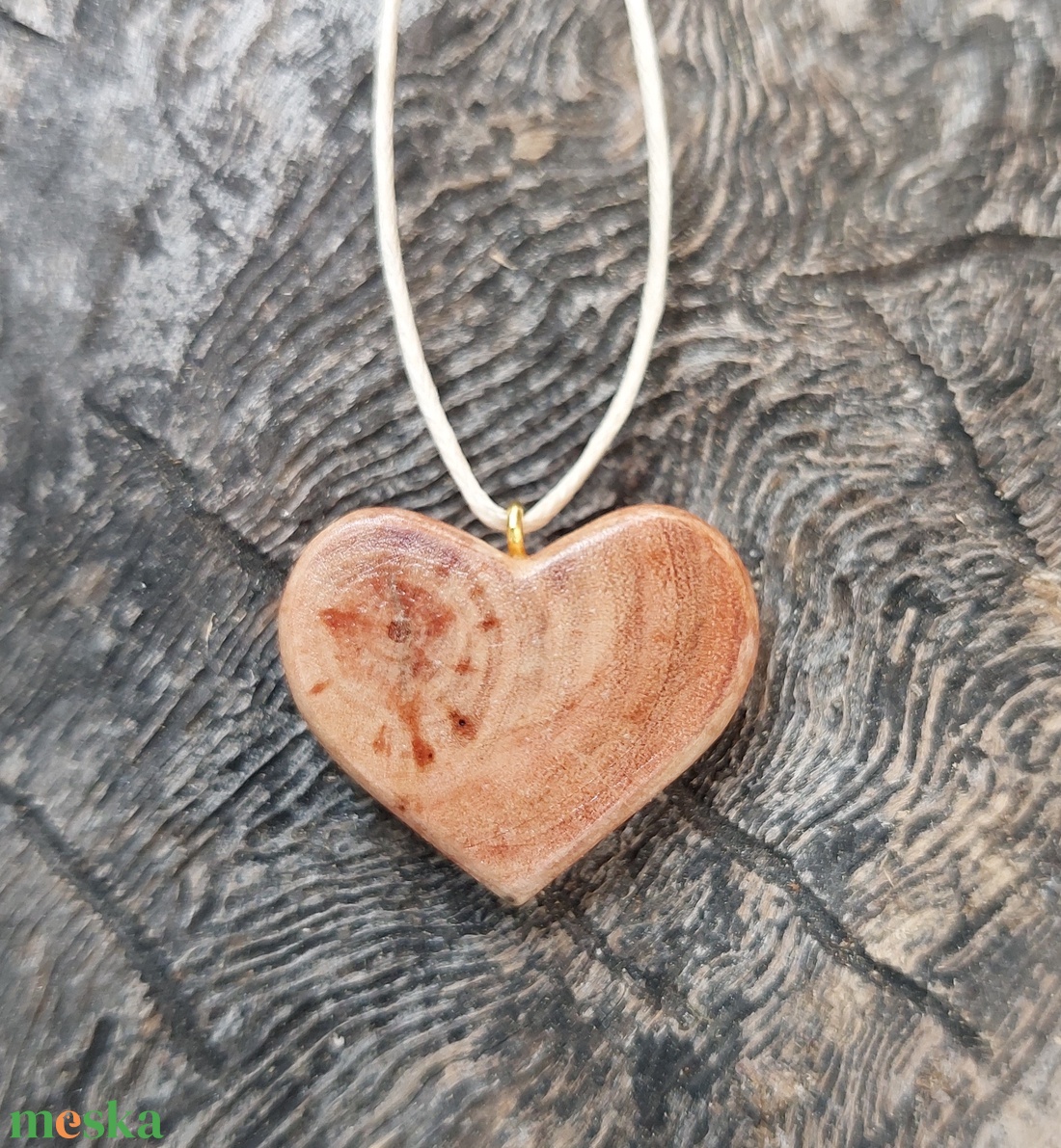 Szív alakú fa nyaklánc - ékszer - nyaklánc - medálos nyaklánc - Meska.hu