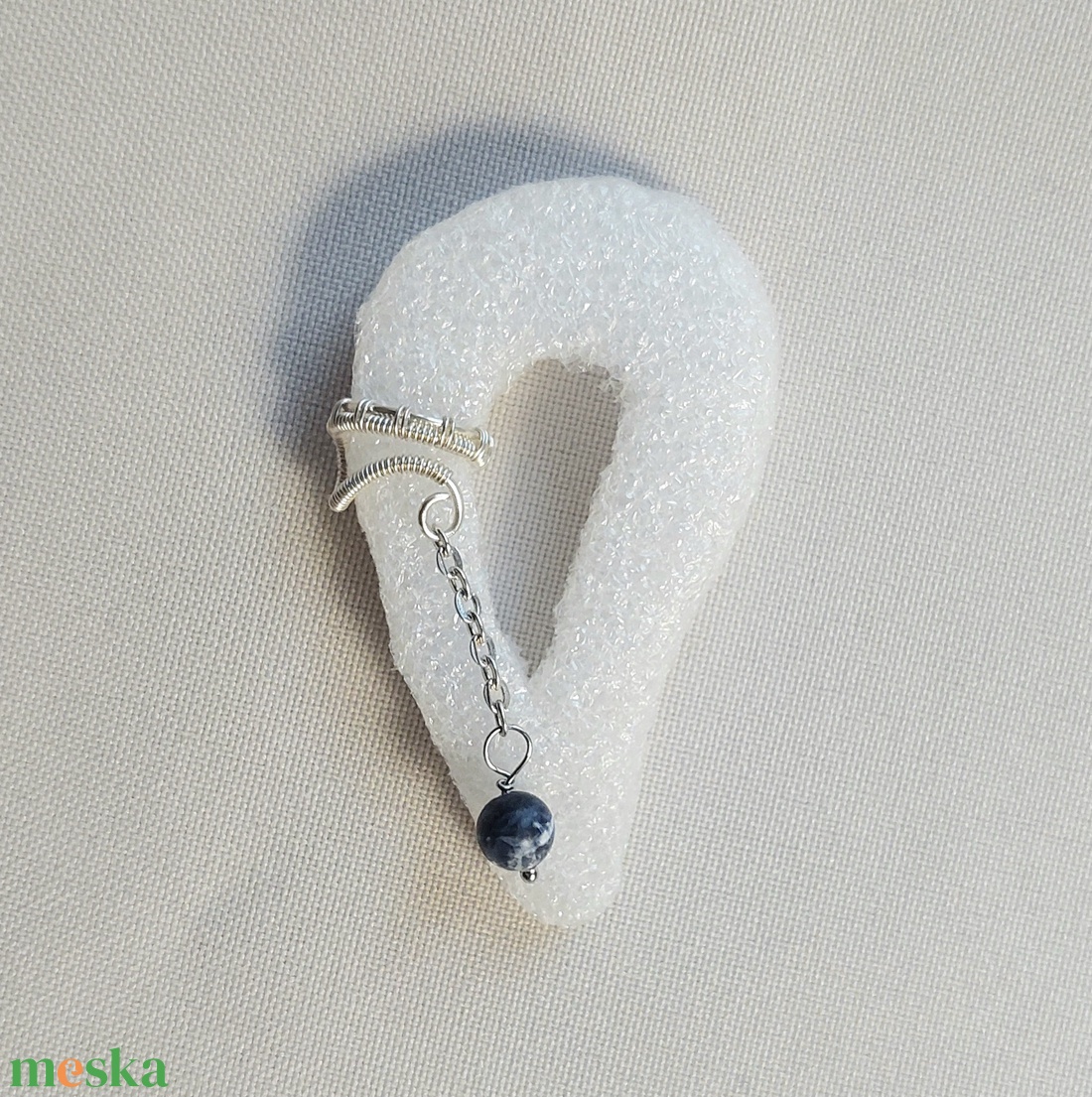 Láncos drót fülékszerek ásvány kövekkel - ékszer - fülbevaló - fülékszer - Meska.hu