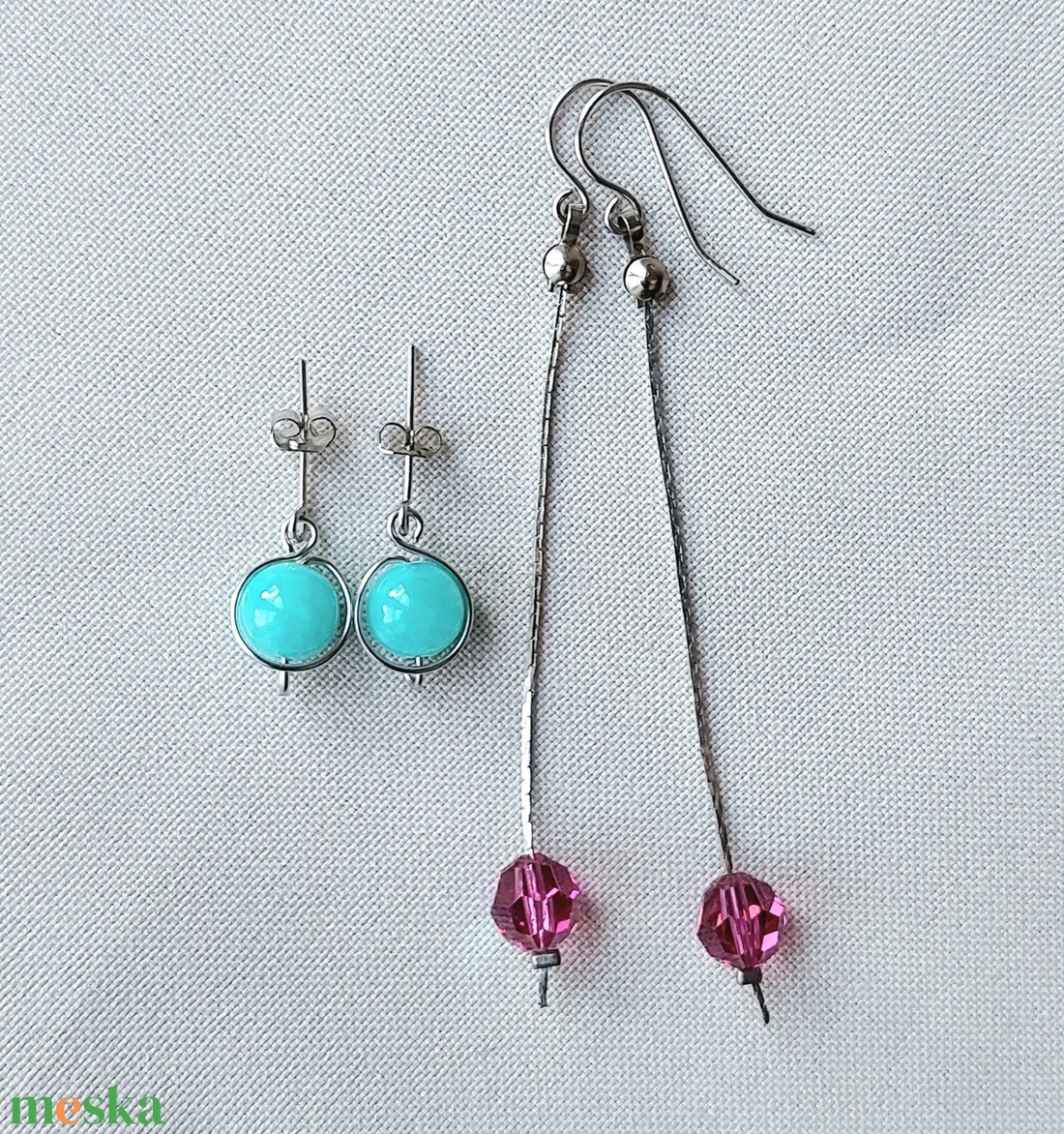 2 pár acél fülbevaló - ékszer - fülbevaló - lógó fülbevaló - Meska.hu