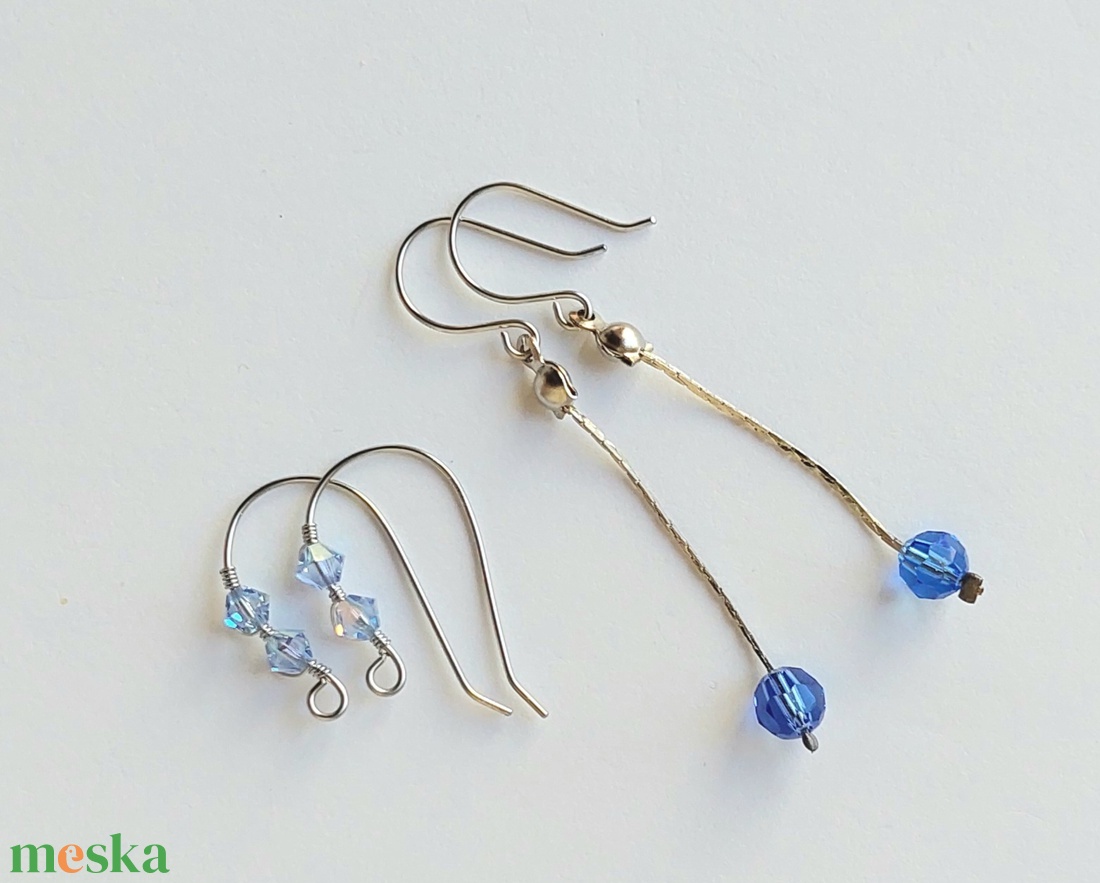 2 pár acél fülbevaló swarovski kristályokkal - ékszer - fülbevaló - lógó fülbevaló - Meska.hu