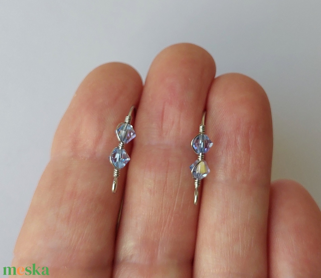 2 pár acél fülbevaló swarovski kristályokkal - ékszer - fülbevaló - lógó fülbevaló - Meska.hu