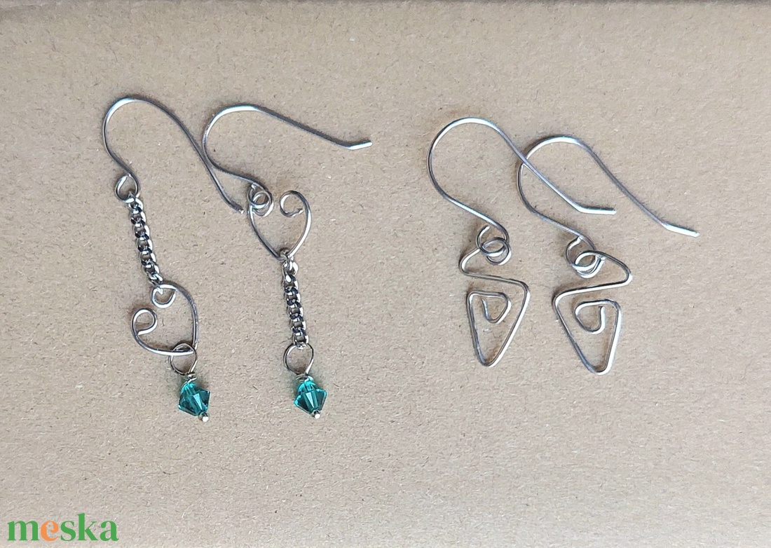 2 pár egyedi acél fülbevaló - ékszer - fülbevaló - lógó fülbevaló - Meska.hu