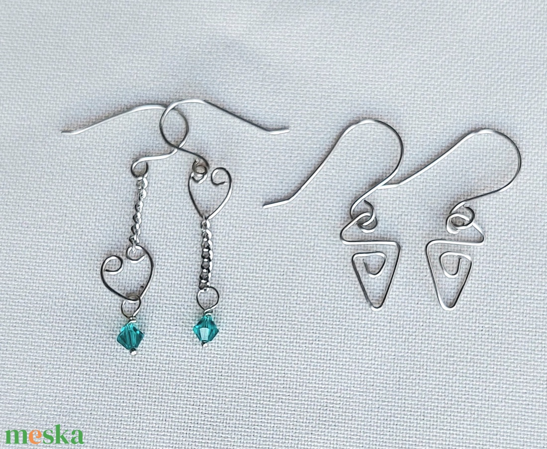 2 pár egyedi acél fülbevaló - ékszer - fülbevaló - lógó fülbevaló - Meska.hu
