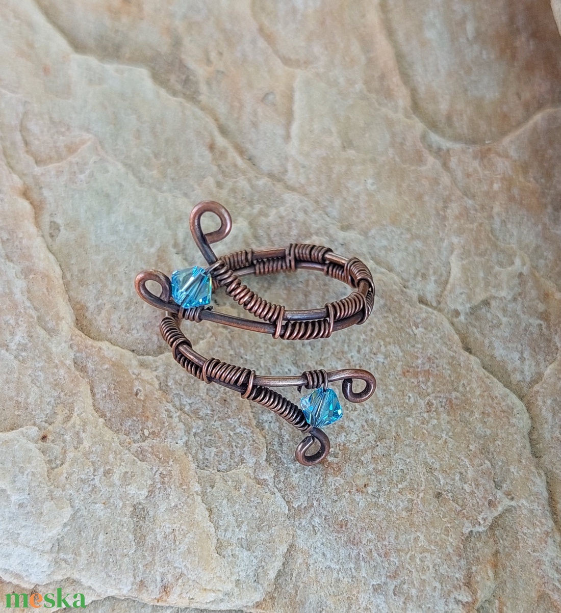 Vörösréz drót gyűrű swarovskival - ékszer - gyűrű - vékony gyűrű - Meska.hu