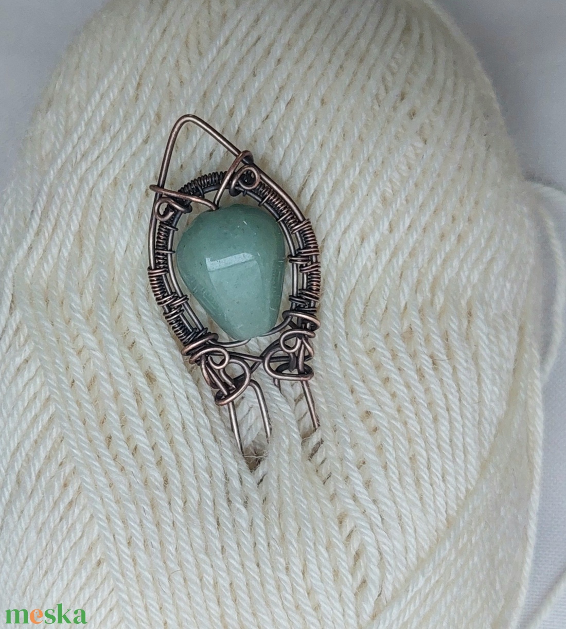 Vörösréz hajtű aventurin ásvány kővel - ruha & divat - hajdísz & hajcsat - hajcsat & hajtű - Meska.hu