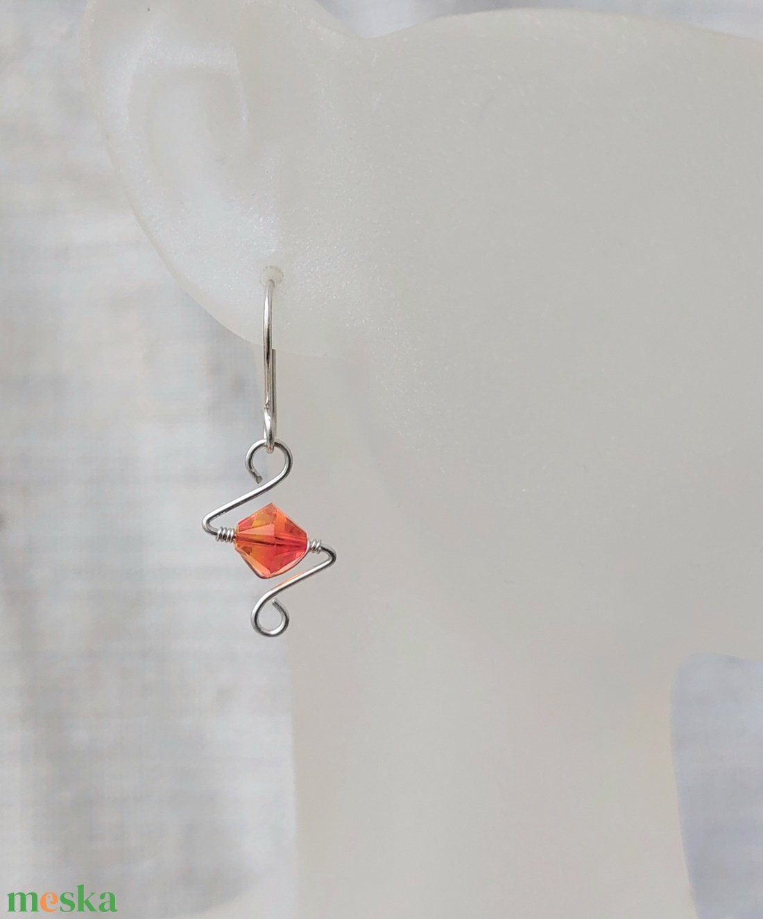 Sterling ezüst gyerek fülbevaló swarovski kristállyal - ékszer - fülbevaló - lógó fülbevaló - Meska.hu