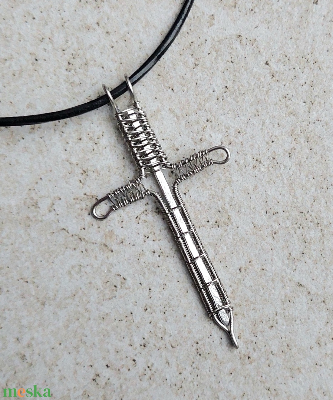 Acél és alumínium drót kard férfi nyaklánc - ékszer - nyaklánc - medálos nyaklánc - Meska.hu
