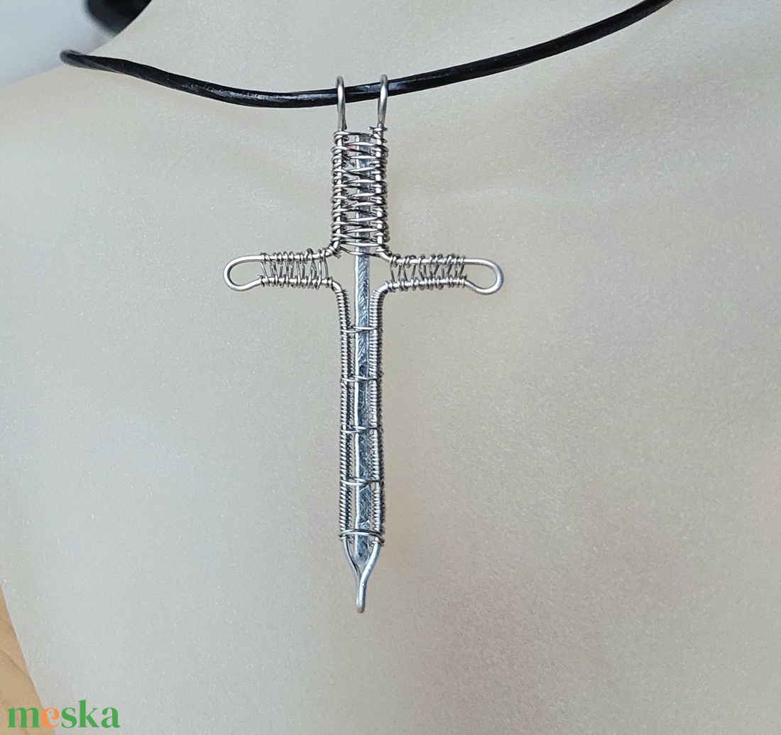 Acél és alumínium drót kard férfi nyaklánc - ékszer - nyaklánc - medálos nyaklánc - Meska.hu