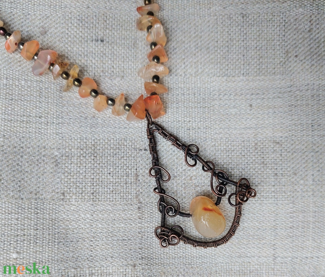 Vörösréz és karneol ékszer szett - ékszer - ékszerszett - Meska.hu