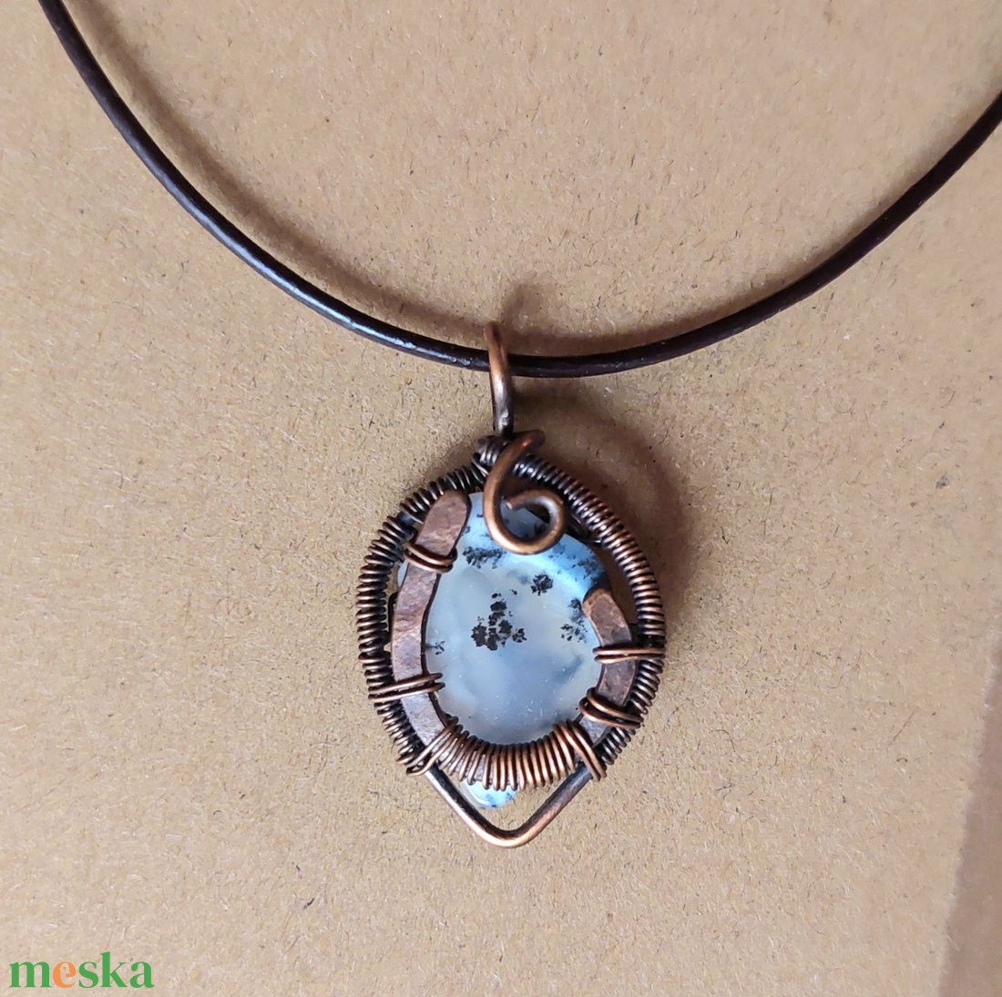 Pici vörösréz lány nyaklánc achát ásvánnyal - ékszer - nyaklánc - medálos nyaklánc - Meska.hu