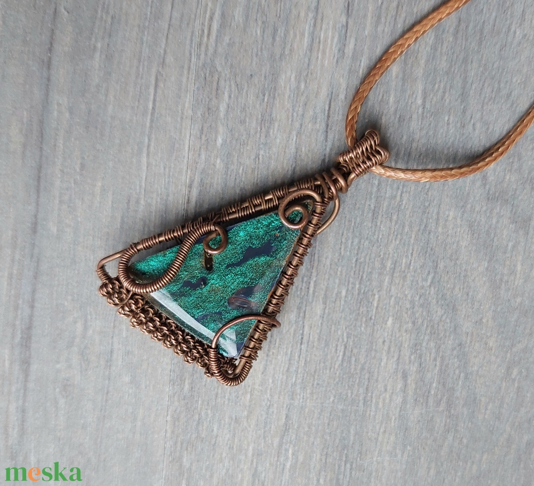 Fa, műgyanta és drót nyaklánc - ékszer - nyaklánc - hosszú nyaklánc - Meska.hu