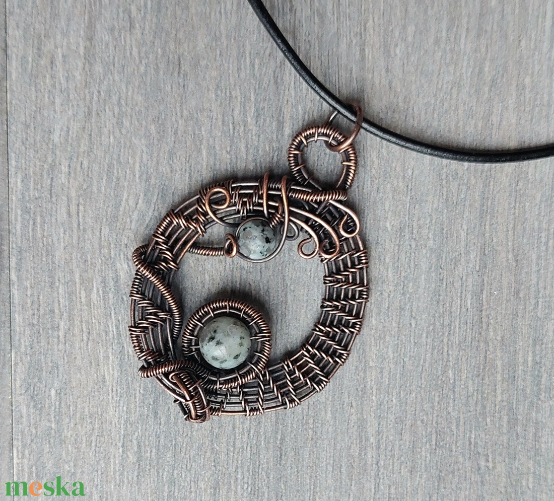 Vörösréz drótékszer szett szezám jáspis ásvánnyal - ékszer - ékszerszett - Meska.hu