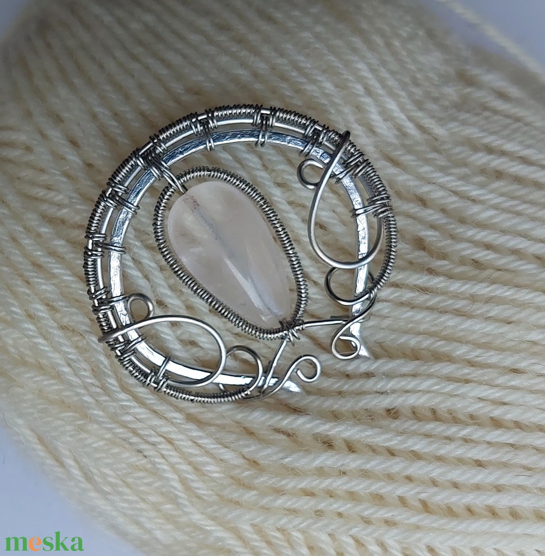 Acél és alumínium drót hajtű rózsakvarc ásvány kővel - ruha & divat - hajdísz & hajcsat - hajcsat & hajtű - Meska.hu