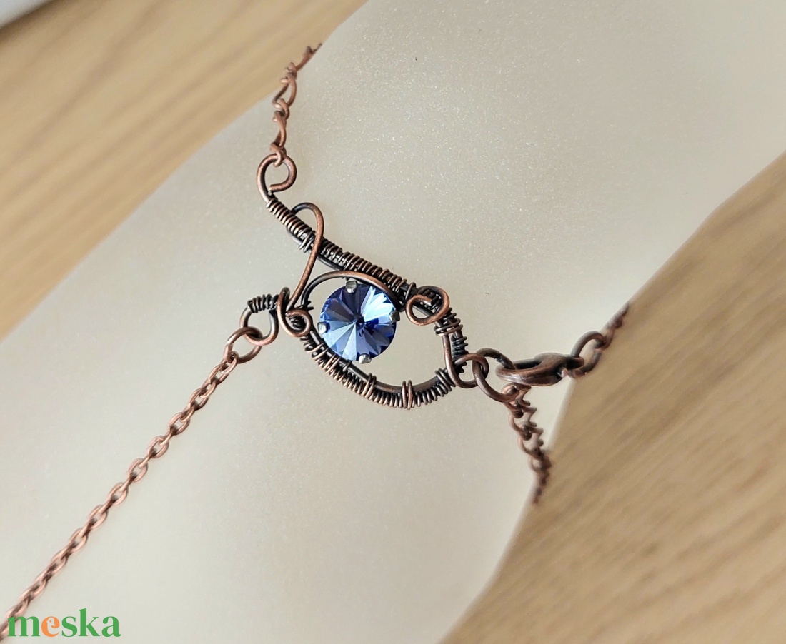 Keleti stílusú réz kézékszer swarovski kristállyal - ékszer - karkötő - kézfej karkötő - Meska.hu