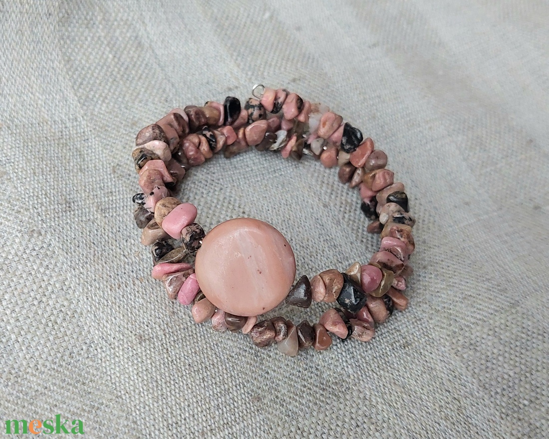 Rodonit ásvány karkötő dupla memória drótból - ékszer - karkötő - karperec - Meska.hu
