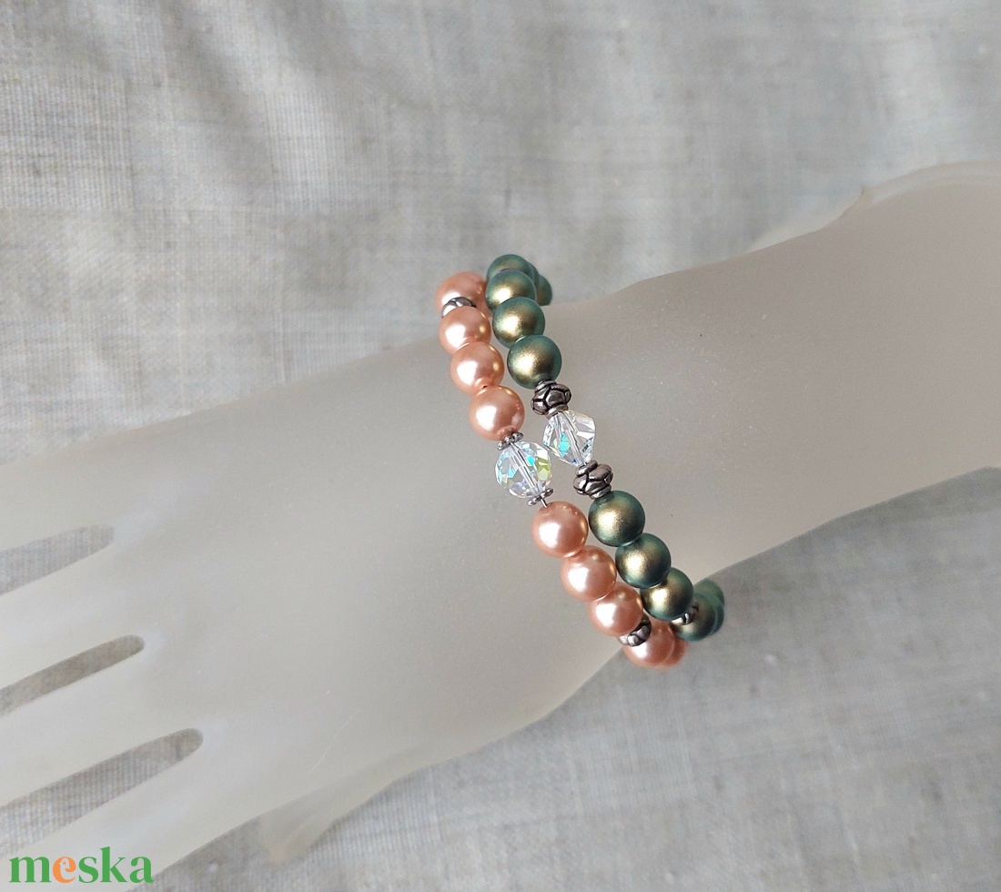 Swarovski gyöngy és kristály karkötők - ékszer - karkötő - memóriadrótos karkötő - Meska.hu