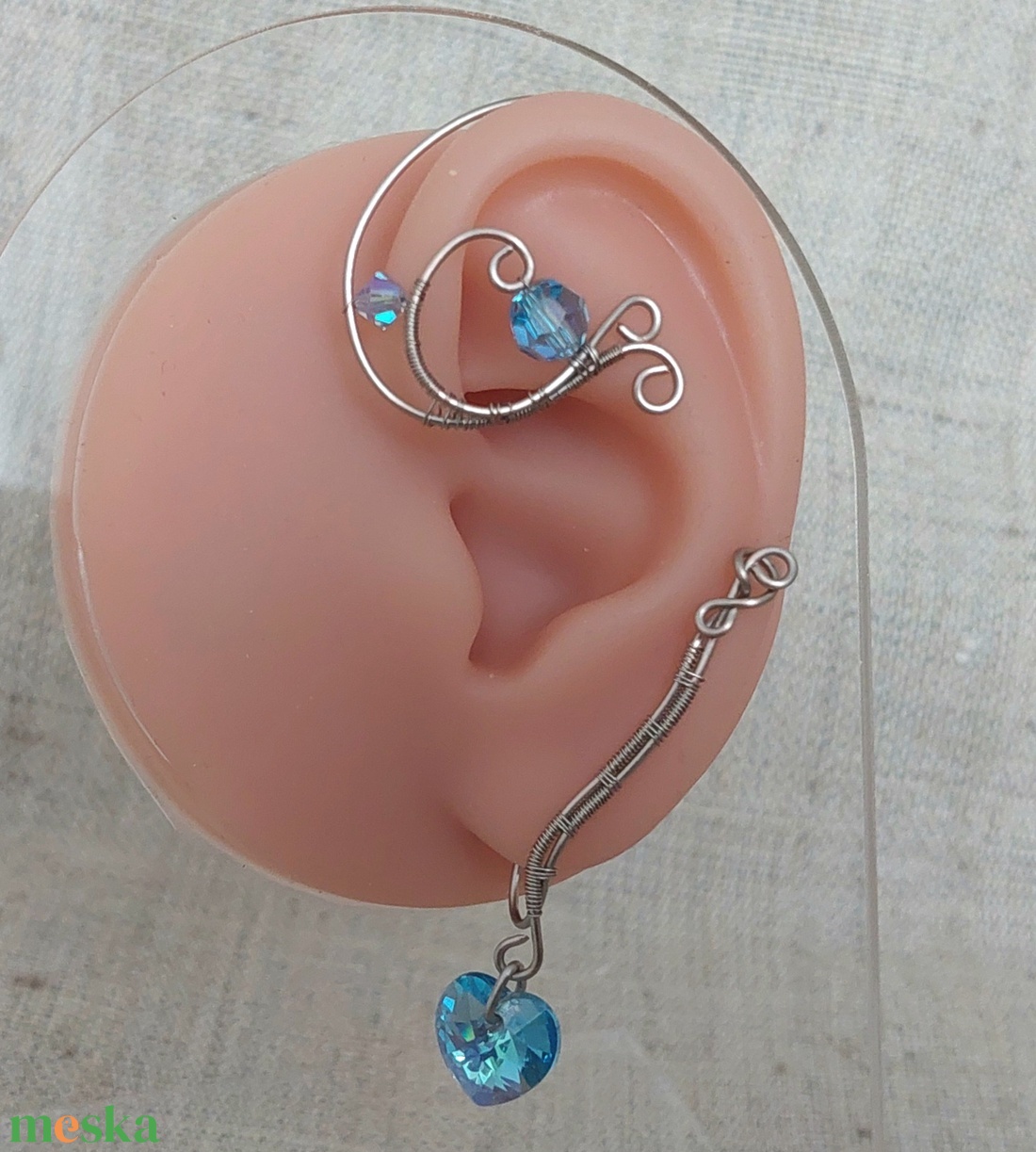 Aszimmetrikus acél fülékszer swarovski kristályokkal - ékszer - fülbevaló - fülékszer - Meska.hu