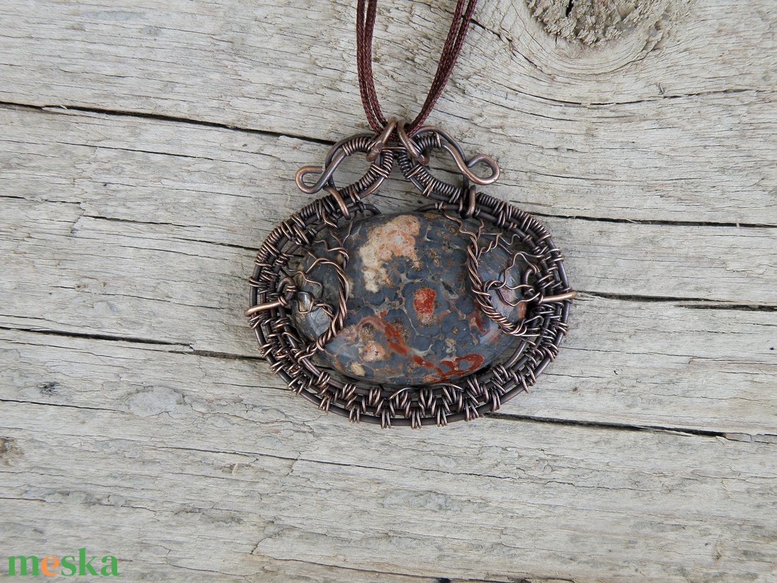 Leopárd jáspis vörösréz nyaklánc dupla életfával - ékszer - nyaklánc - medálos nyaklánc - Meska.hu