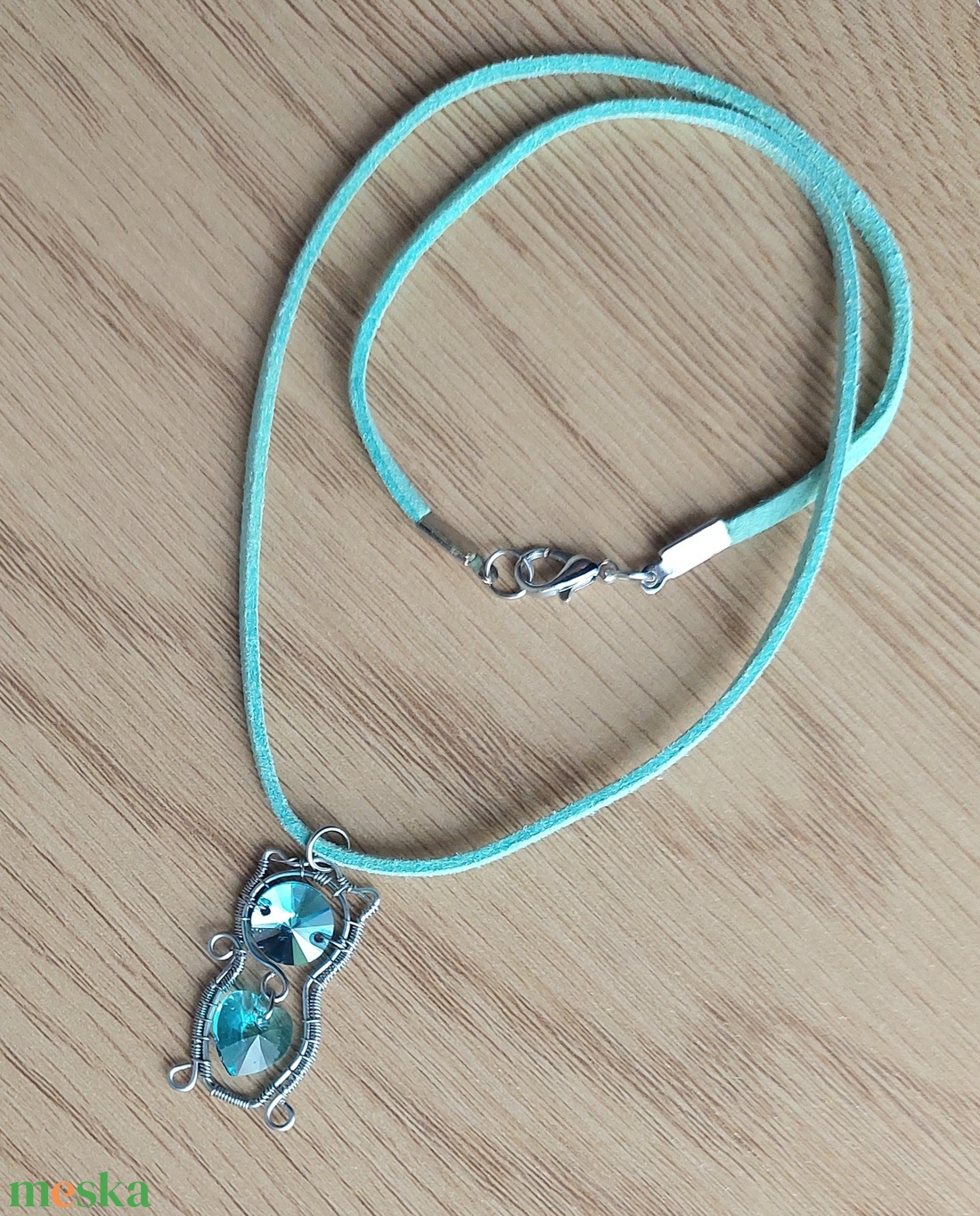 Acél macska nyaklánc swarovski kristályokkal - ékszer - nyaklánc - medálos nyaklánc - Meska.hu