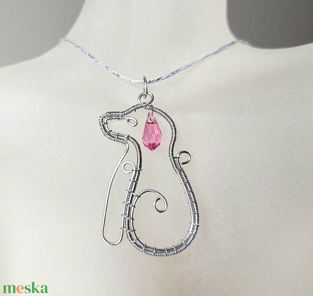 Acél kutya nyaklánc swarovski kristállyal - ékszer - nyaklánc - medálos nyaklánc - Meska.hu