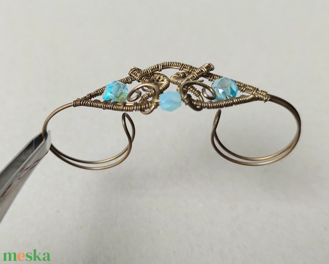 Három ujjas sárgaréz gyűrű gyöngyökkel - ékszer - gyűrű - gyöngyös gyűrű - Meska.hu