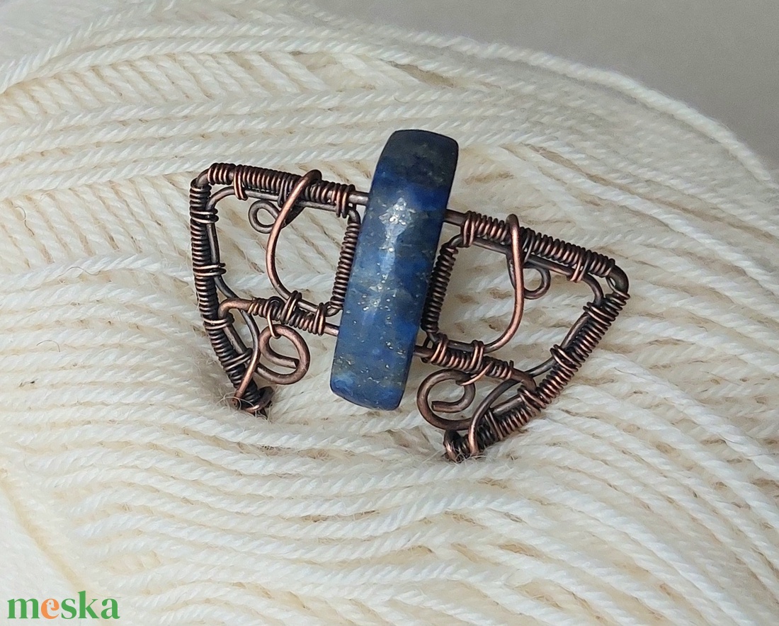 Lápis lazuli ásványköves vörösréz hajtű - ruha & divat - hajdísz & hajcsat - hajcsat & hajtű - Meska.hu