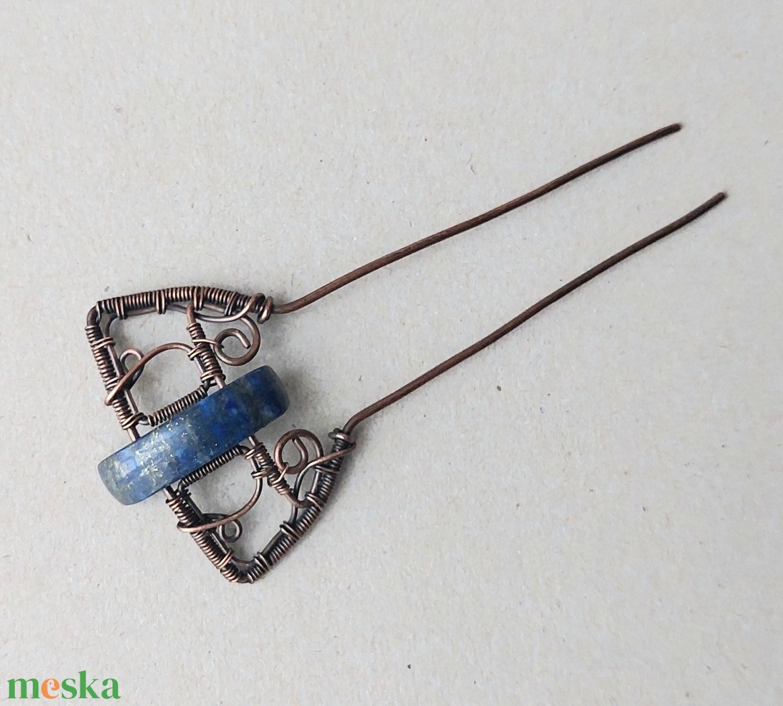 Lápis lazuli ásványköves vörösréz hajtű - ruha & divat - hajdísz & hajcsat - hajcsat & hajtű - Meska.hu